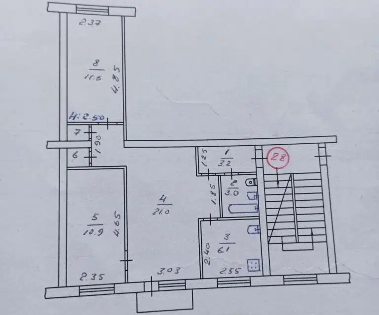 Продаётся 3-комнатная квартира, 58.5 м²