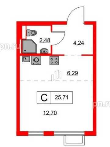 Продаётся студия, 26.9 м²