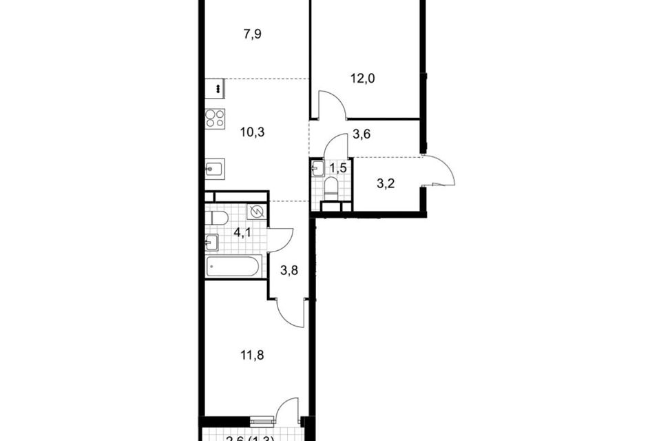 Продаётся 2-комнатная квартира, 59.5 м²