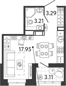 Продаётся студия, 25.35 м²