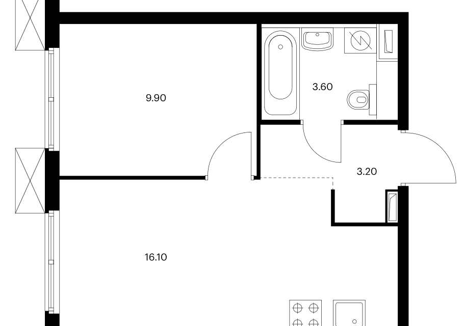 Продаётся 1-комнатная квартира, 32.8 м²