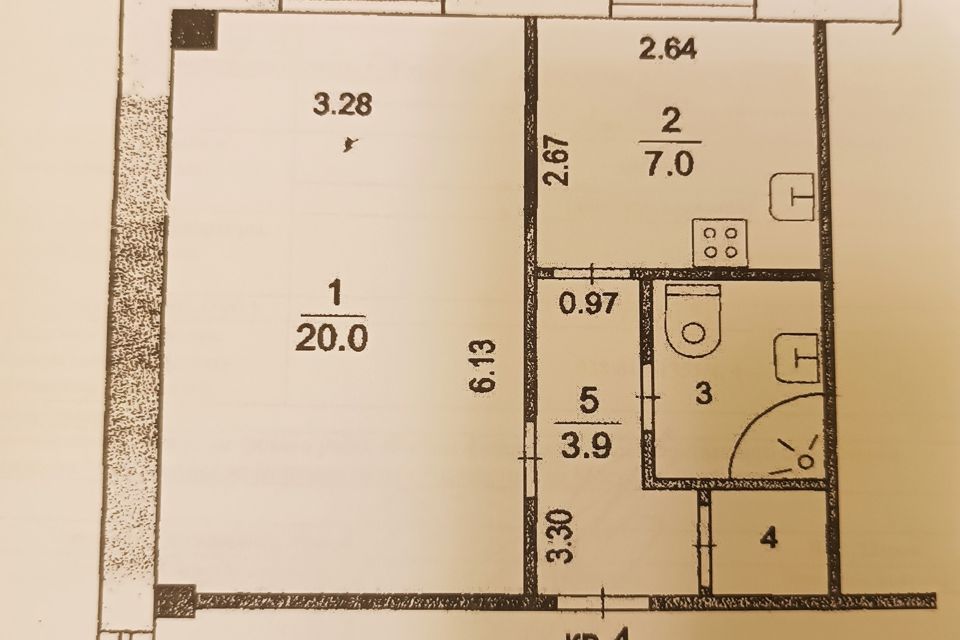 Продаётся 1-комнатная квартира, 34.9 м²