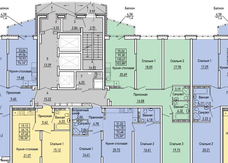 Продаётся 2 комнаты в 2-комн. квартире, 71 м²