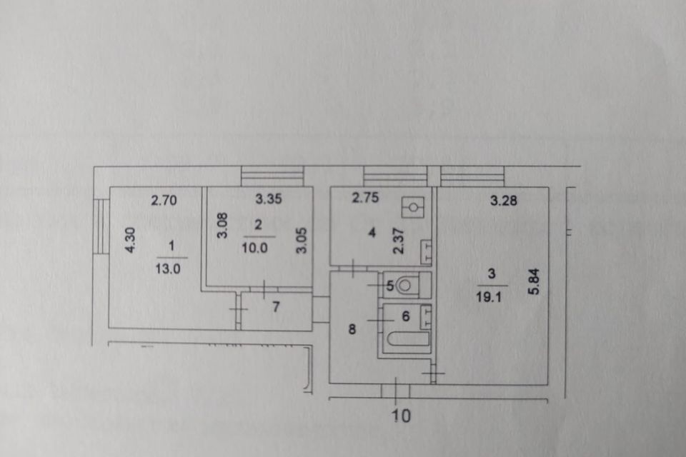 Продаётся 3-комнатная квартира, 60 м²