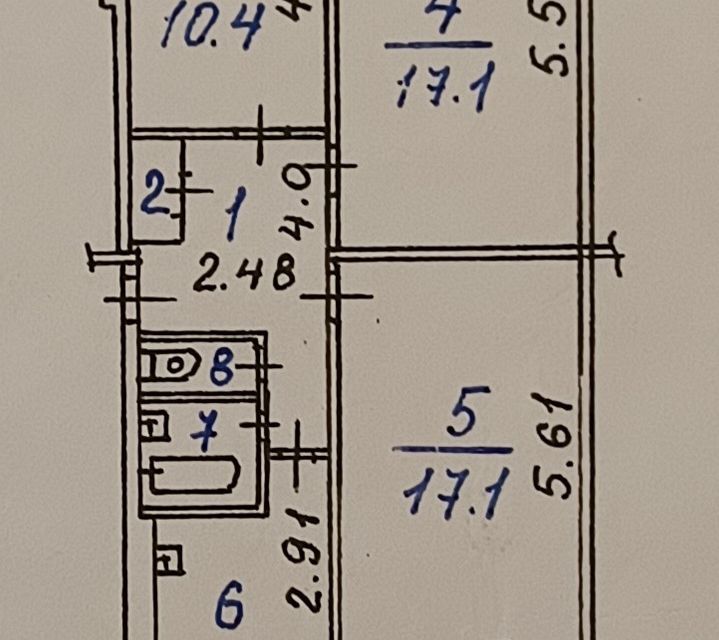 Продаётся 3-комнатная квартира, 61 м²