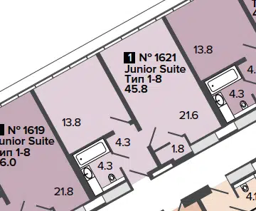 Продаётся 1-комнатная квартира, 45.8 м²