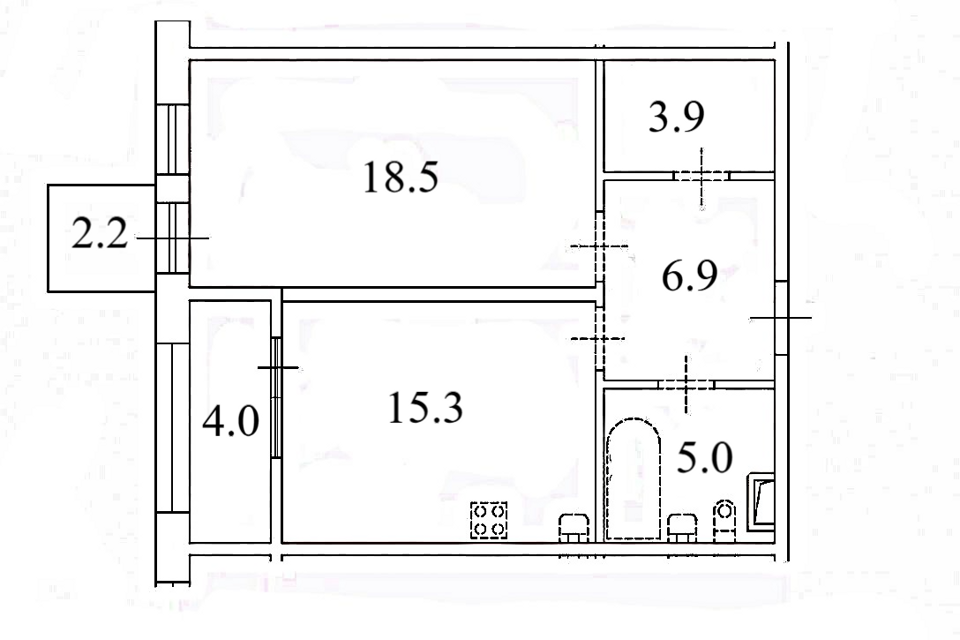 Продаётся 1-комнатная квартира, 49.6 м²