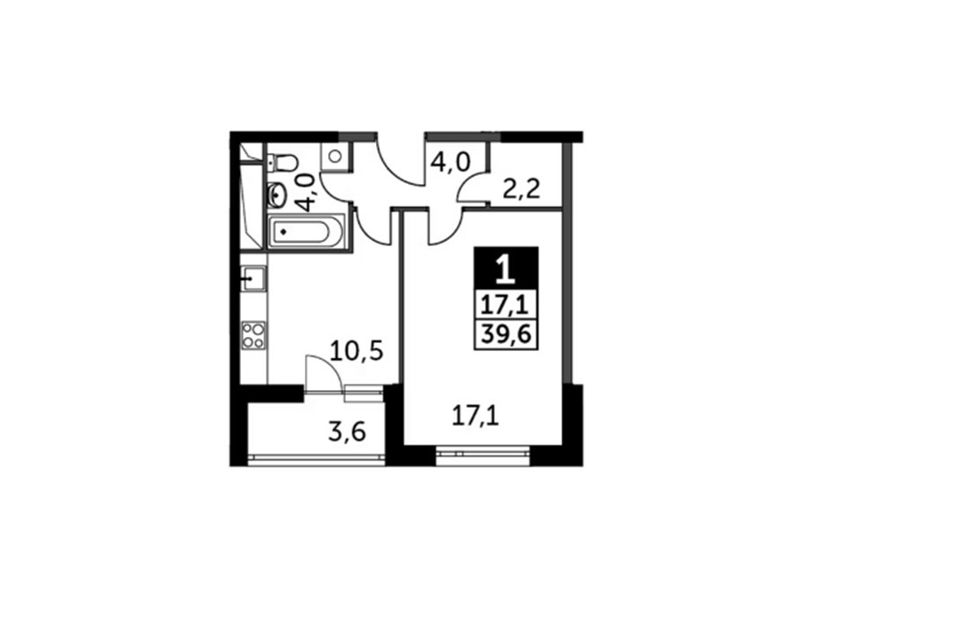 Продаётся 1-комнатная квартира, 38 м²