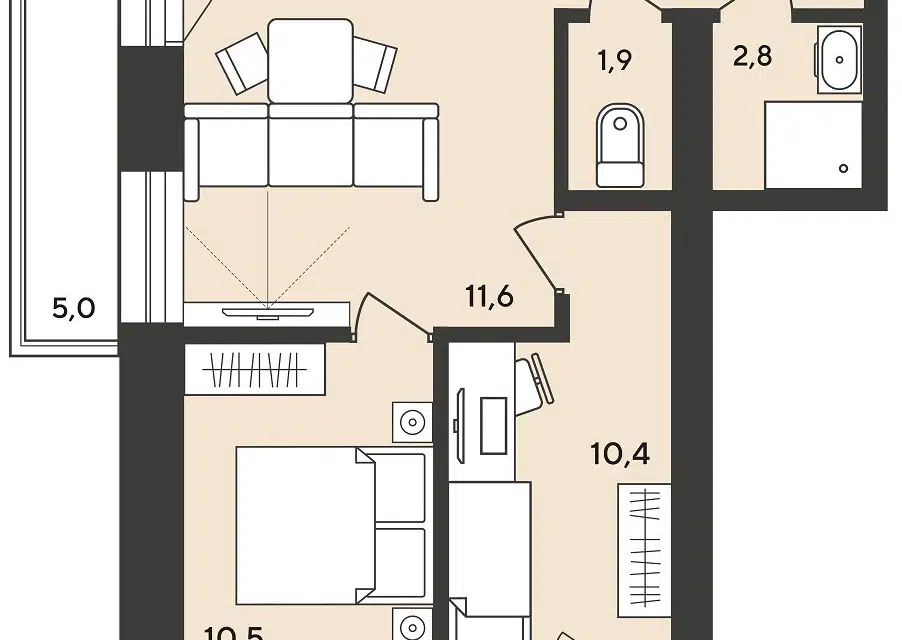 Продаётся 2-комнатная квартира, 51.7 м²