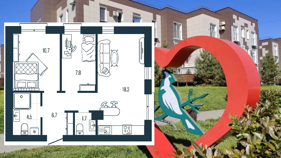 Продаётся 2-комнатная квартира, 50 м²
