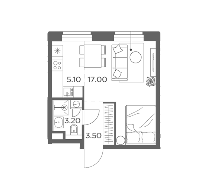 Продаётся студия, 28.8 м²