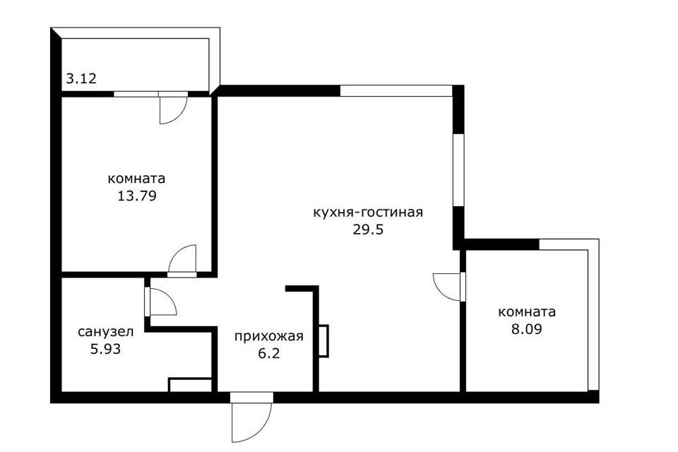 Продаётся 2-комнатная квартира, 63.5 м²