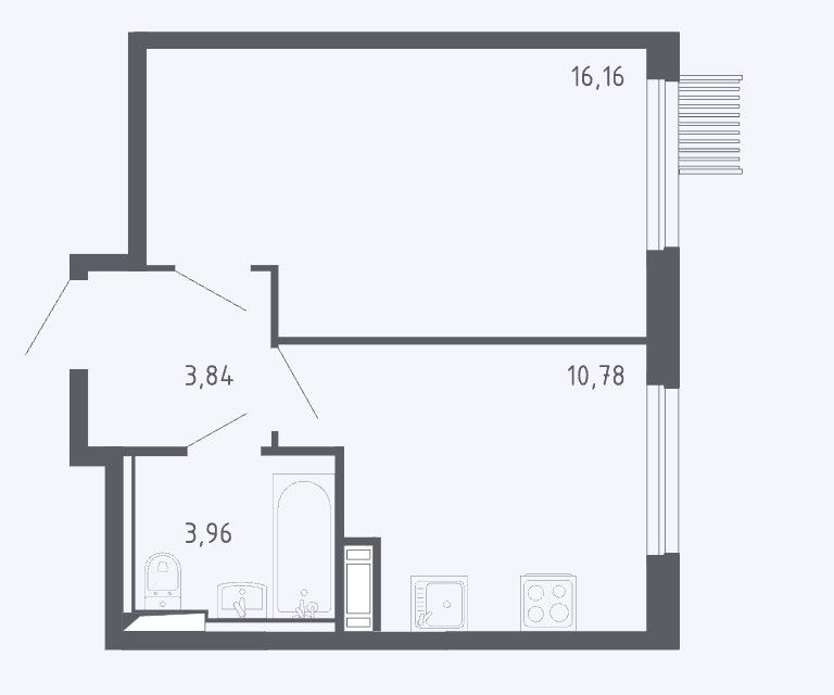 Продаётся 1-комнатная квартира, 34.74 м²