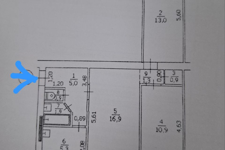 Продаётся 3-комнатная квартира, 58.2 м²