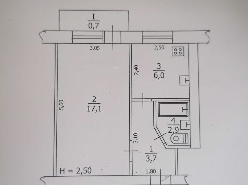 Продаётся 1-комнатная квартира, 32 м²