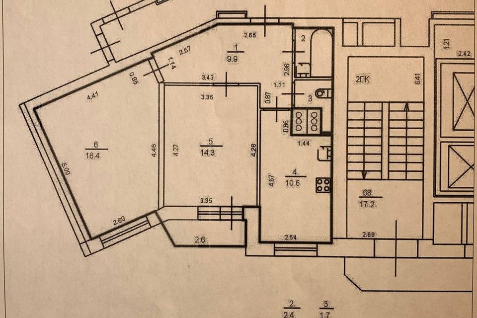 Продаётся 2-комнатная квартира, 57.7 м²