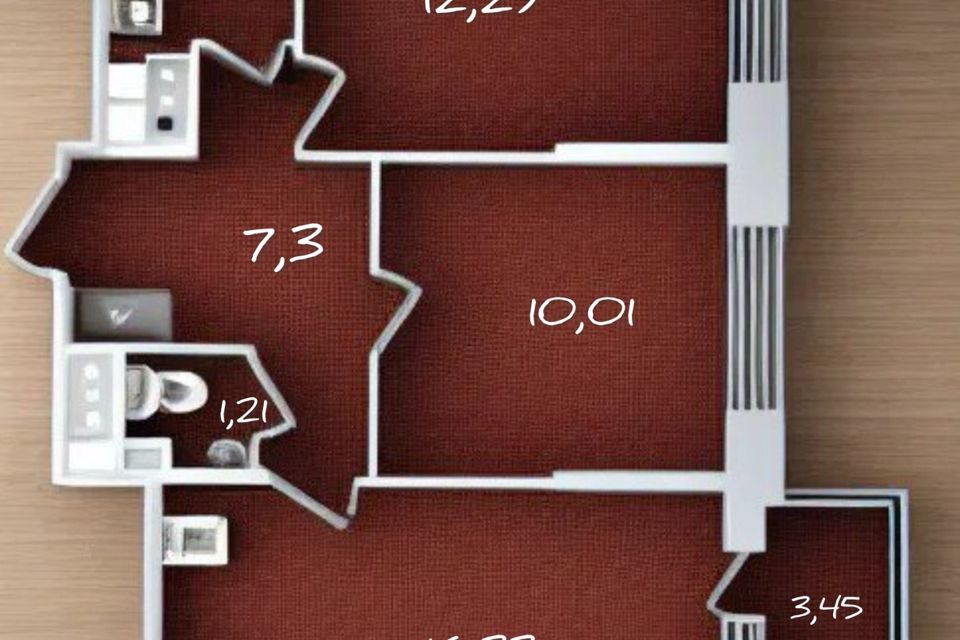 Продаётся 2-комнатная квартира, 52 м²