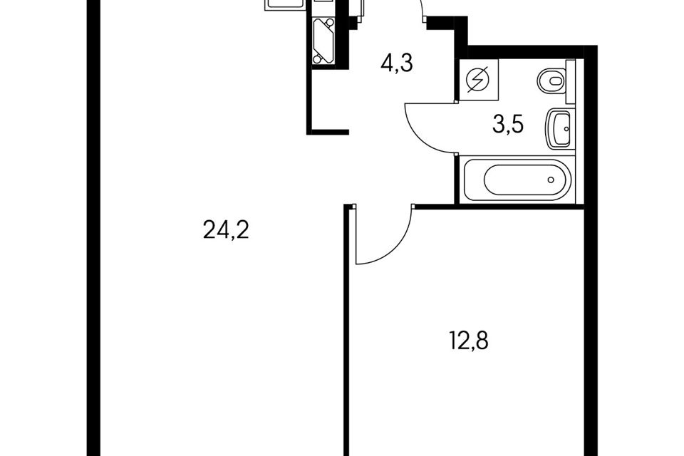 Продаётся 1-комнатная квартира, 44.2 м²