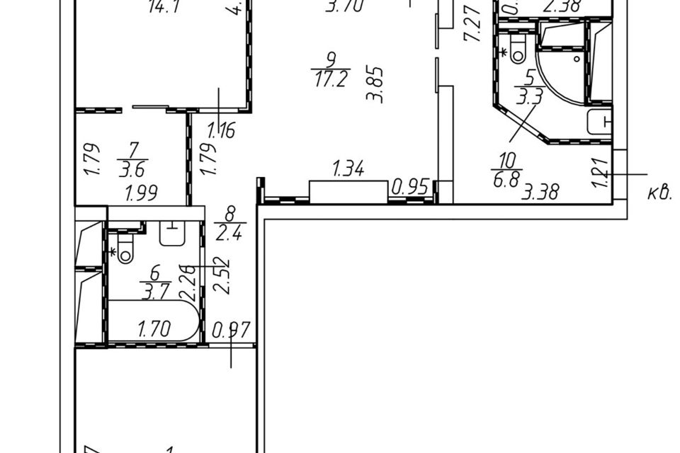 Продаётся 4-комнатная квартира, 93.7 м²