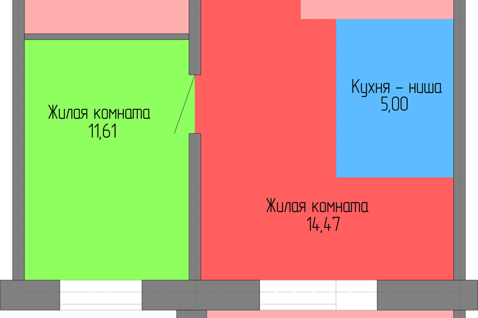 Продаётся 1-комнатная квартира, 40.6 м²