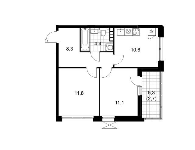 Продаётся 2-комнатная квартира, 48.9 м²
