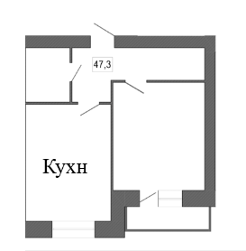 Продаётся 1-комнатная квартира, 47.3 м²