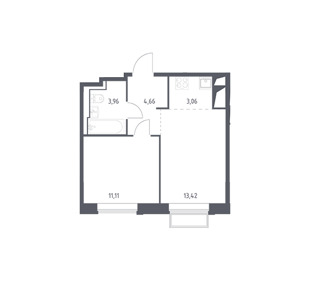 Продаётся 1-комнатная квартира, 36.21 м²