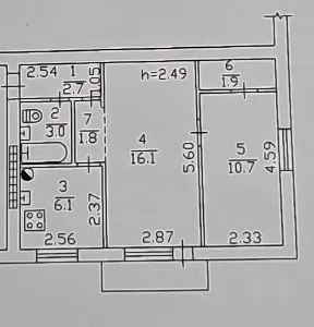 Продаётся 2-комнатная квартира, 43 м²