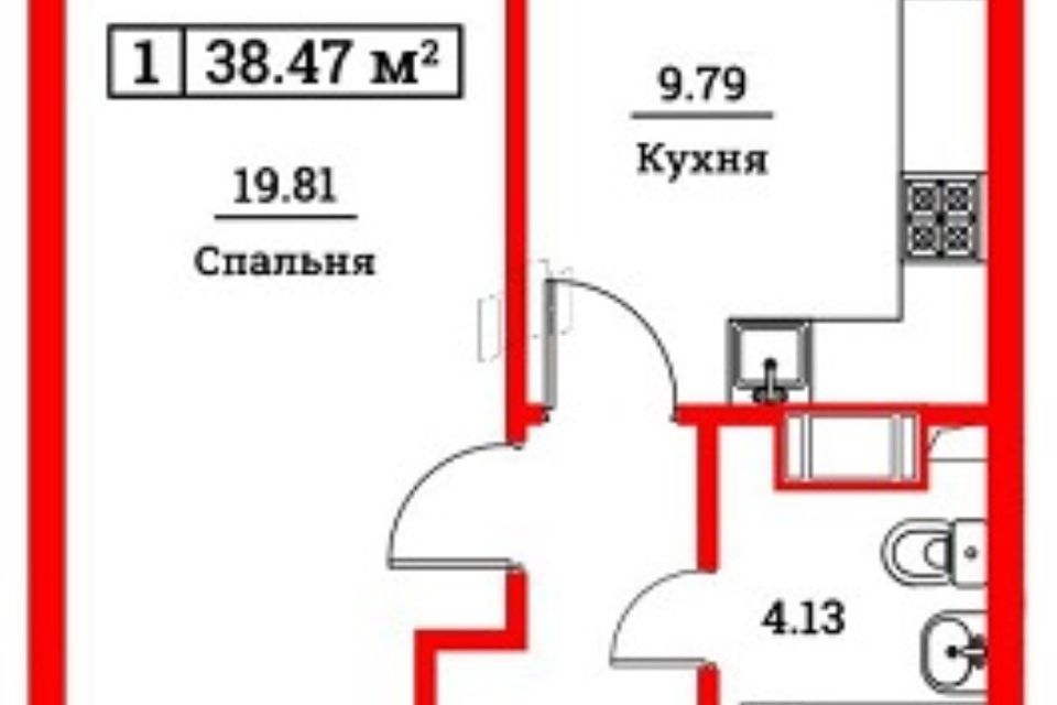 Сдаётся 1-комнатная квартира, 38.4 м²