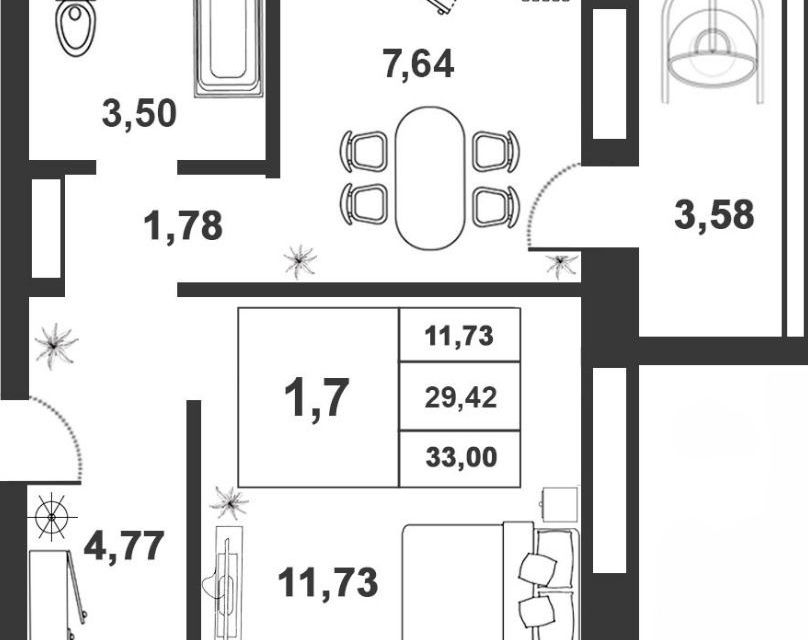 Продаётся 1-комнатная квартира, 30 м²