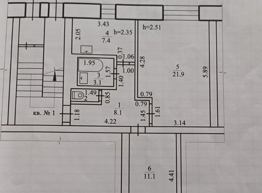 Продаётся 2-комнатная квартира, 52.6 м²