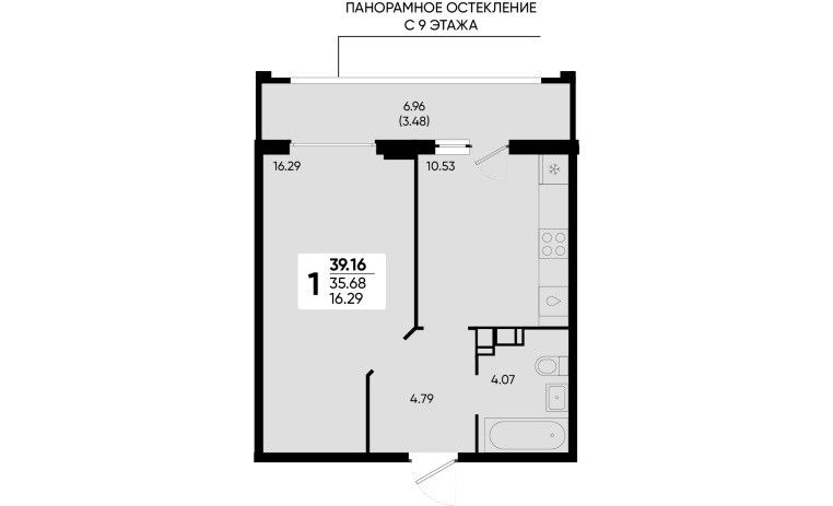Продаётся 1-комнатная квартира, 39.2 м²