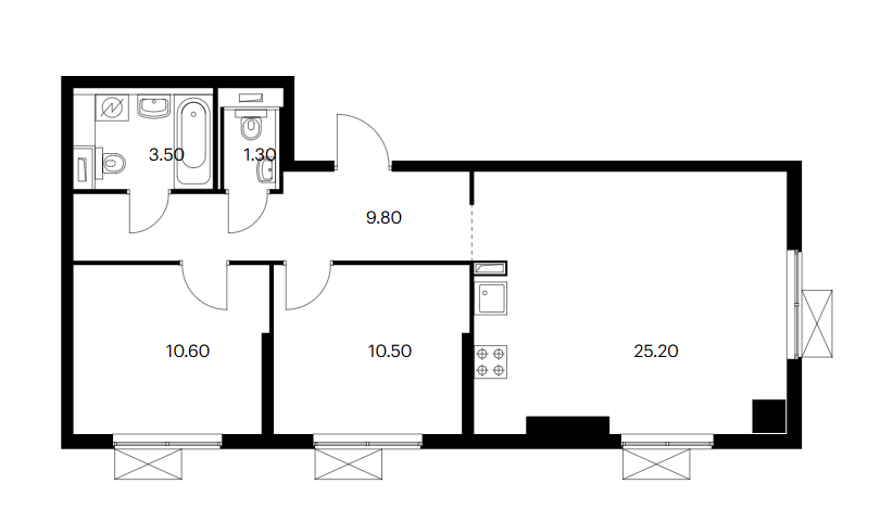 Продаётся 2-комнатная квартира, 61 м²