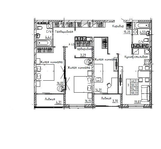 Продаётся 3-комнатная квартира, 105 м²