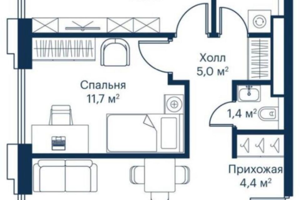 Продаётся 3-комнатная квартира, 59.8 м²