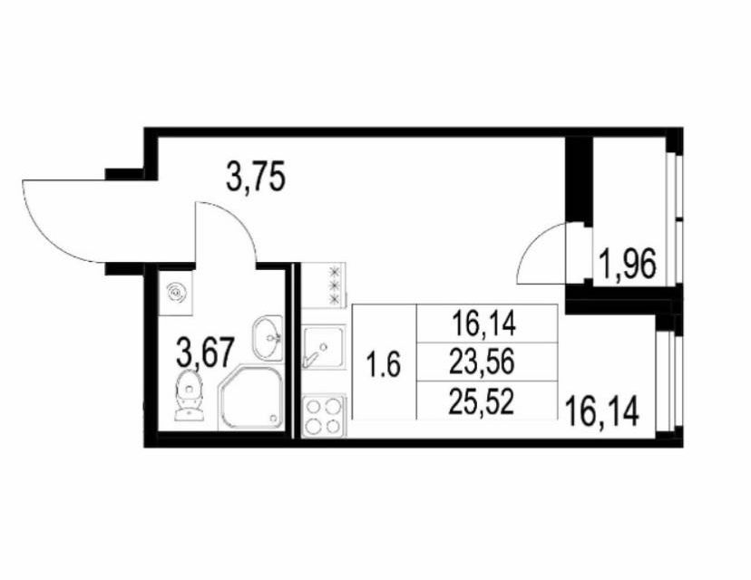 Продаётся студия, 25.52 м²
