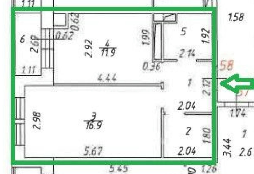 Продаётся 1-комнатная квартира, 45 м²