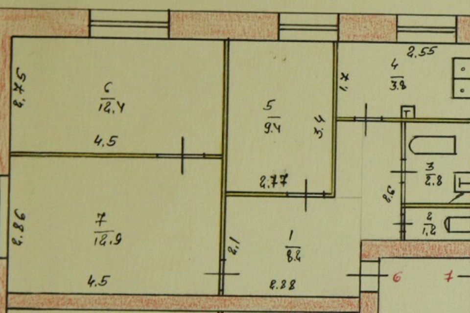 Продаётся 3-комнатная квартира, 50.7 м²