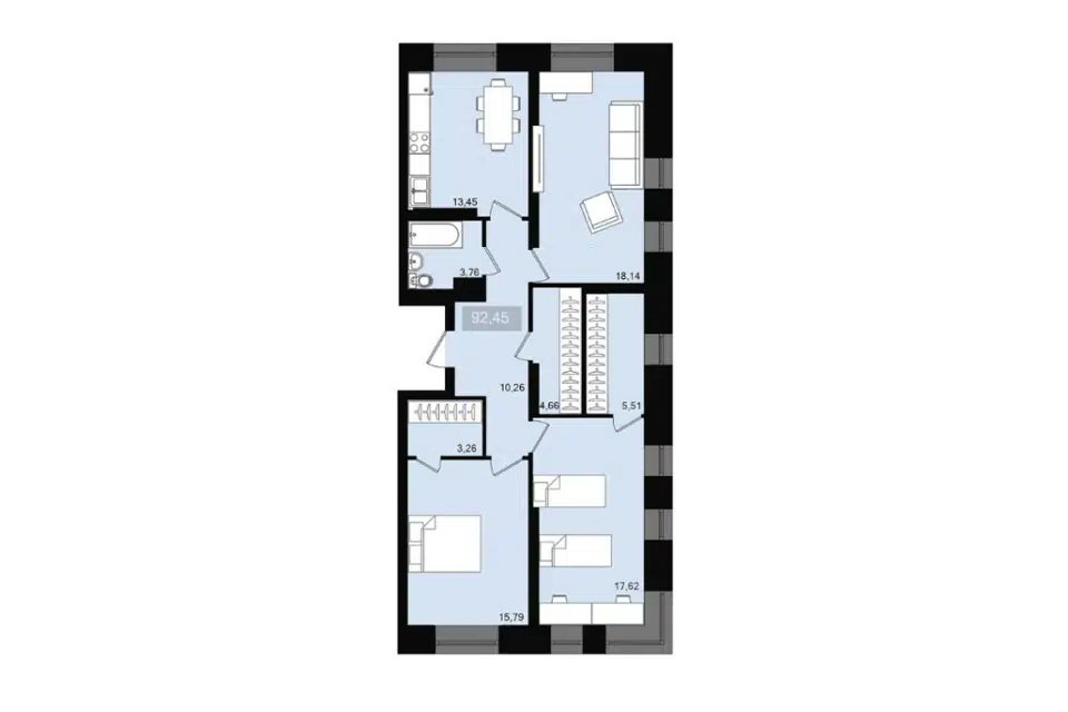 Продаётся 3-комнатная квартира, 94.1 м²
