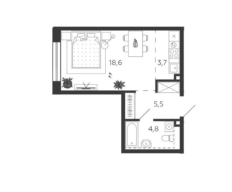 Продаётся студия, 32.6 м²