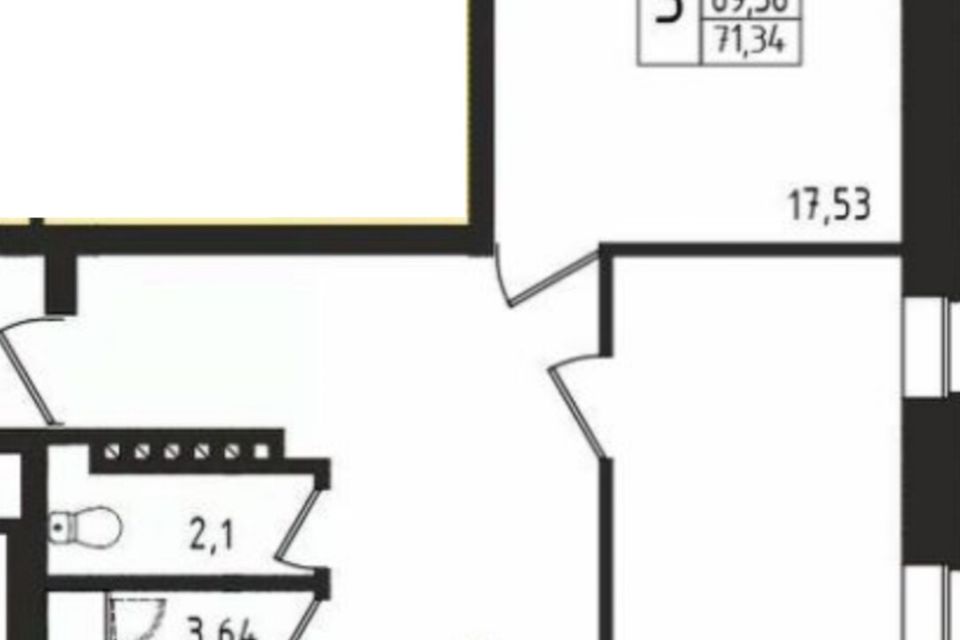 Продаётся 3-комнатная квартира, 69.4 м²