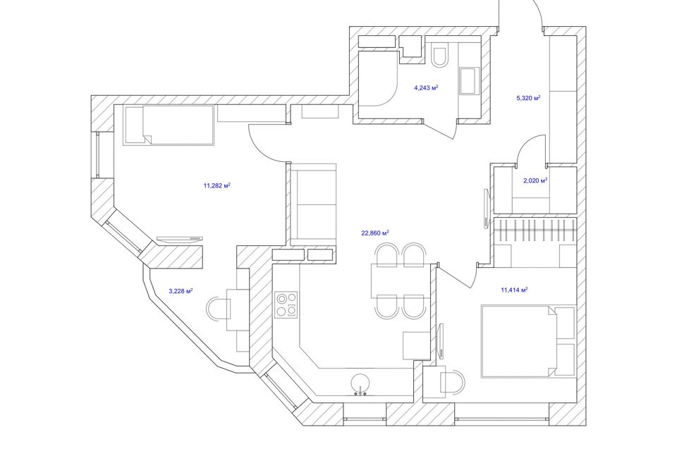 Продаётся 2-комнатная квартира, 56.5 м²