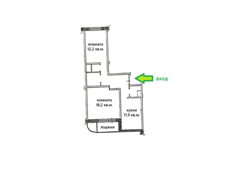 Продаётся 2-комнатная квартира, 57.1 м²