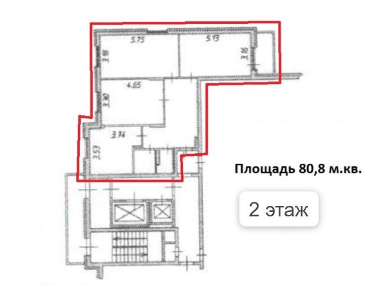 Продаётся 3-комнатная квартира, 80.8 м²