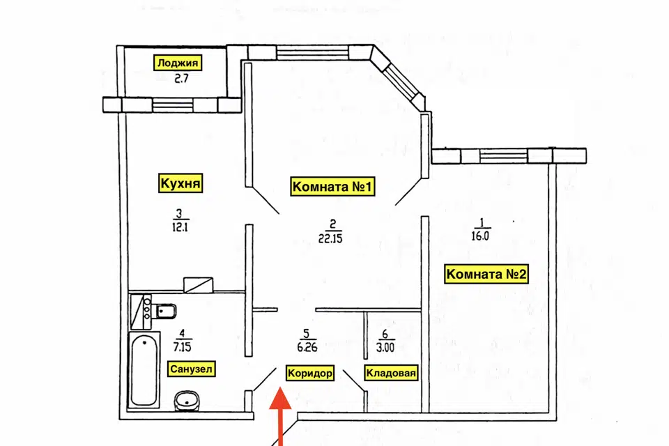 Продаётся 2-комнатная квартира, 67.2 м²