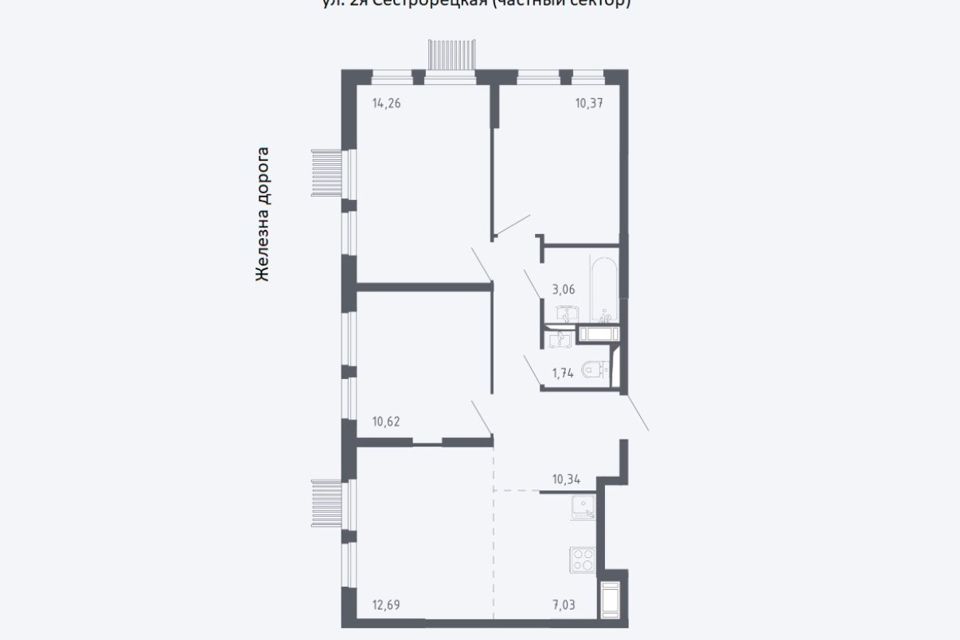 Продаётся 4-комнатная квартира, 70.11 м²