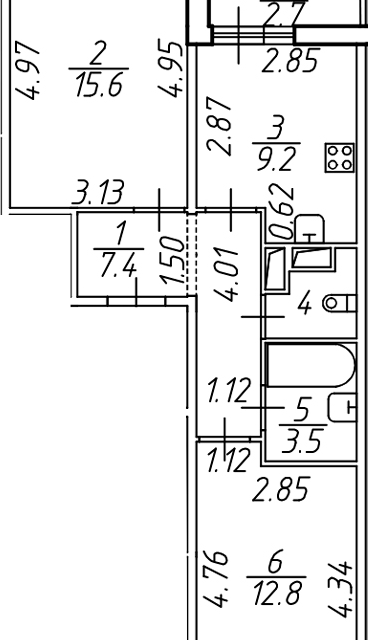 Продаётся 2-комнатная квартира, 50.5 м²
