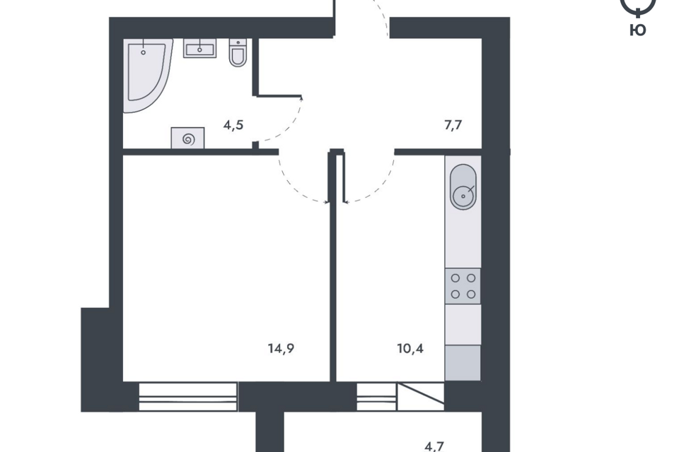 Продаётся 1-комнатная квартира, 37.7 м²