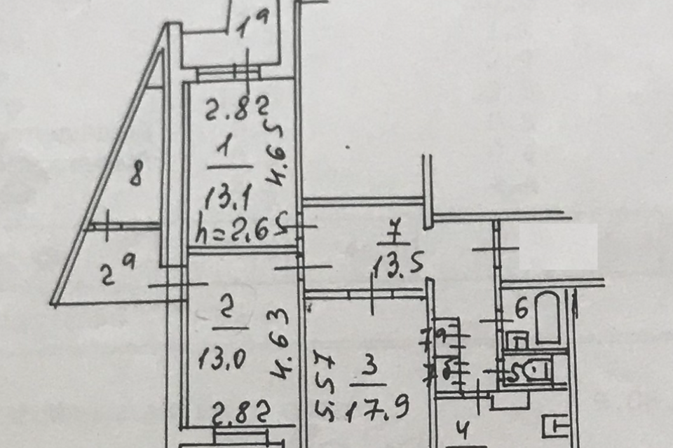 Продаётся 3-комнатная квартира, 82.8 м²