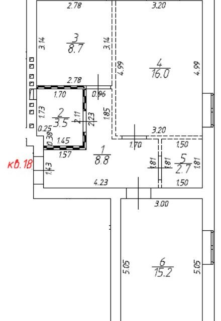 Продаётся 2-комнатная квартира, 54.9 м²